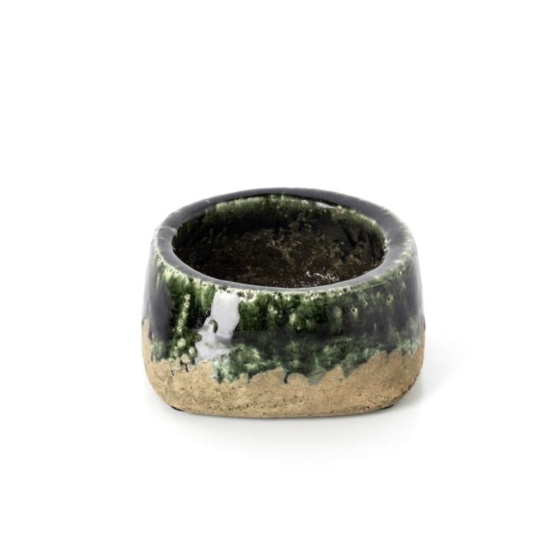 The Moss Bowl Planter - Concrete Green - Low