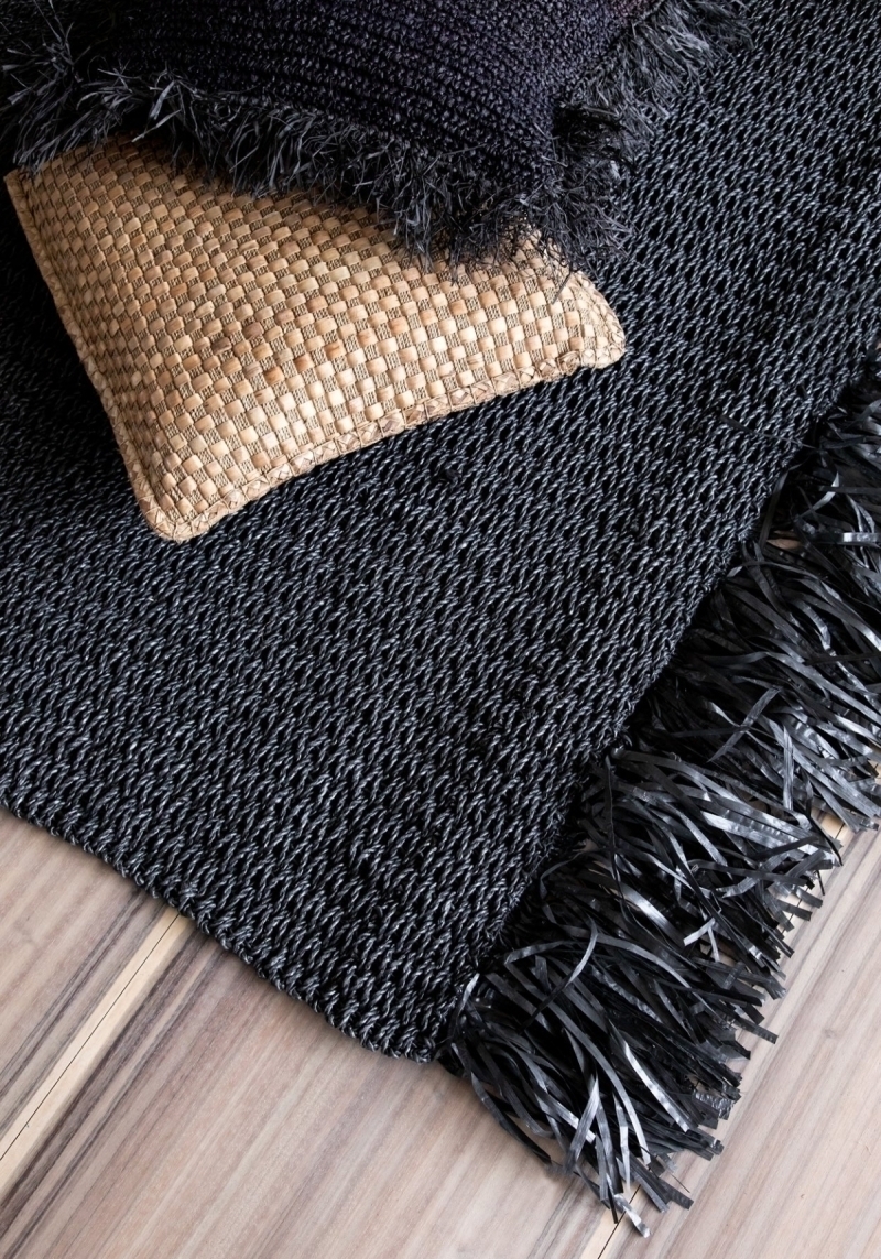 The Raffia Cushion Cover Square - Black - 60x60