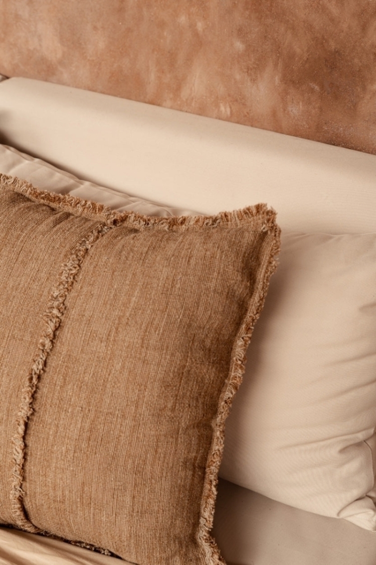 The Sahara Fringe Cushion Cover - Natural Brown - 50x50