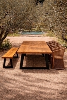 Bench With Iron Legs - Natural - 220