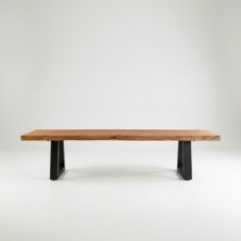 Bench With Iron Legs - Natural - 220