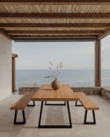 Bench With Iron Legs - Natural - 280