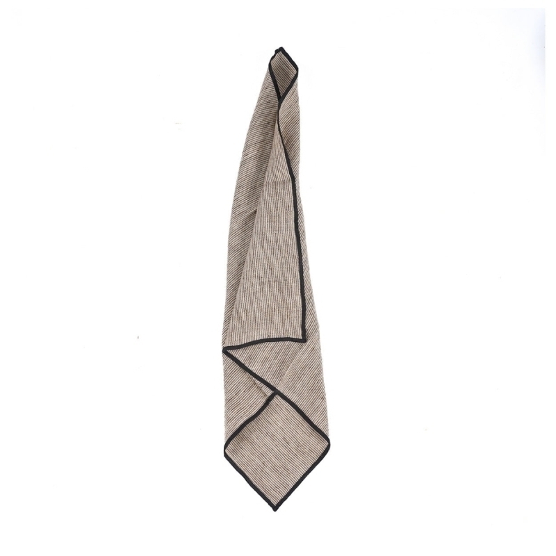 The Code Linen Napkin - Natural Black - 45x45