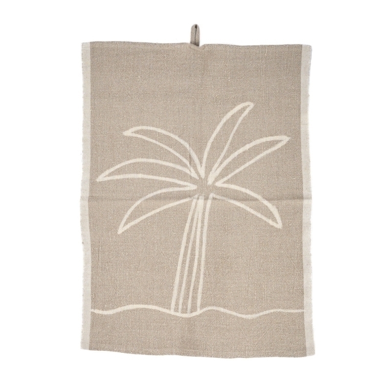 The Linen Palm Tree Kitchen Towel - Natural White - 50x70