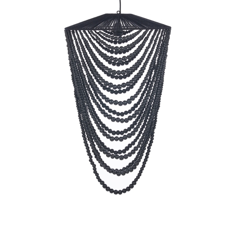The Wooden Bead Chandelier - Black - L