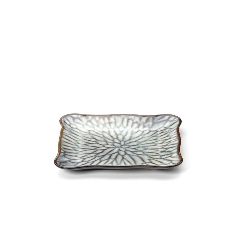 The Lotus Ice Square Plate - Grey Brown - M