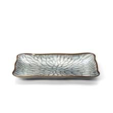 The Lotus Ice Rectangular Plate - Grey Brown - L