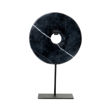 The Marble Disc on Stand - Black - L