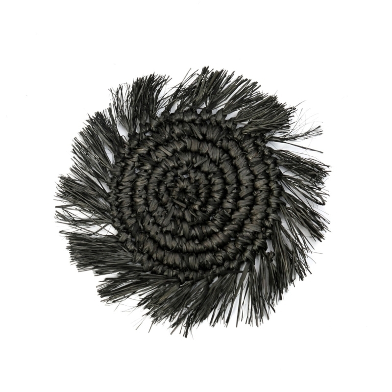 The Fringe Raffia Coaster - Black