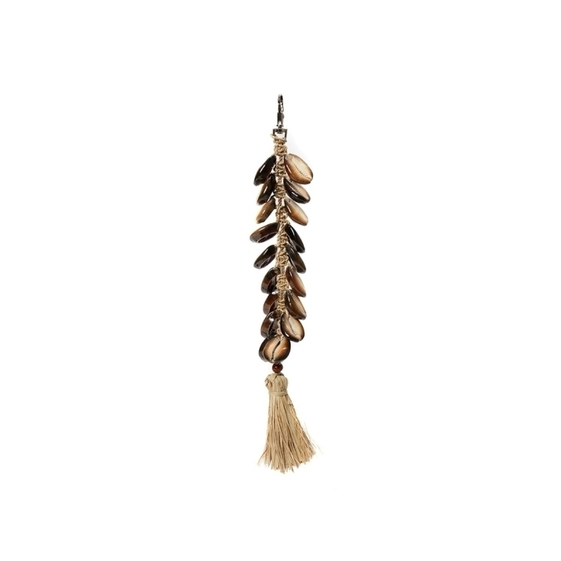 The Raffia Fishbone Keychain - Natural Black