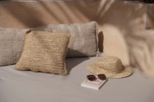 The Raffia Flores Cushion Cover Square - Natural - 40x40