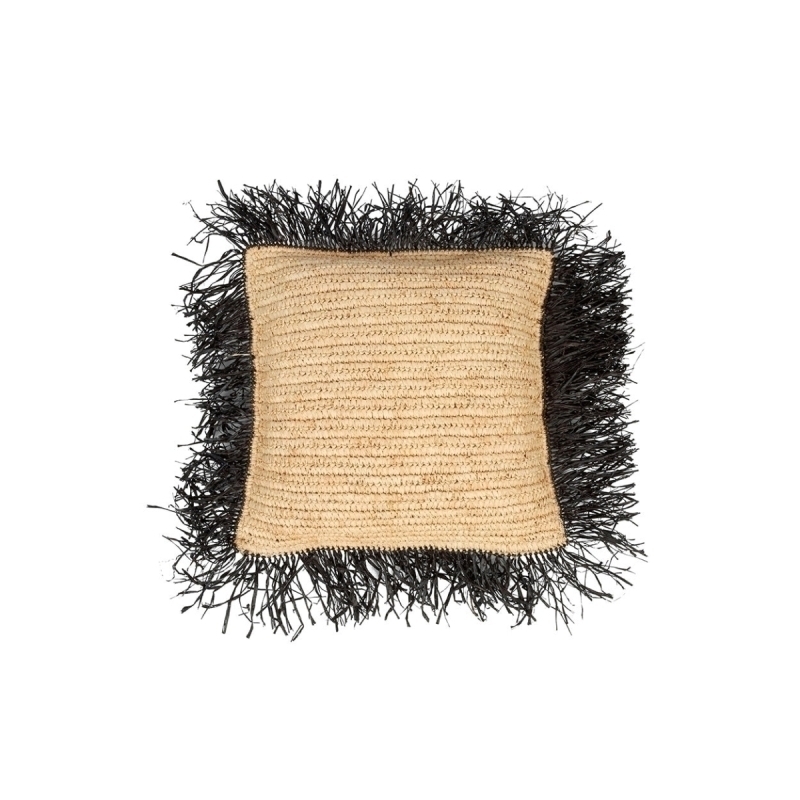 The Raffia Cushion Cover Square - Natural Black - 40x40