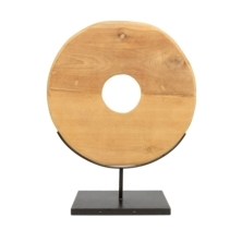 The Teak Disc on Stand - L