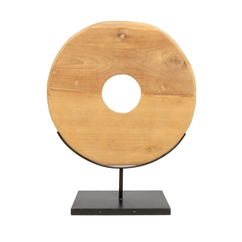 The Teak Disc on Stand - L