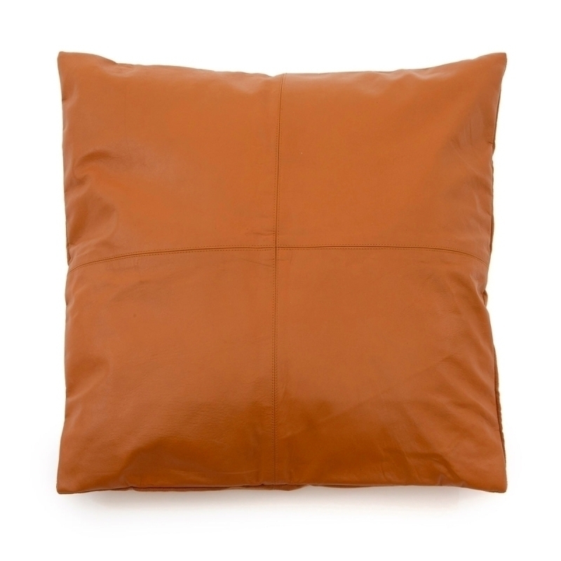 The Four Panel Leather Cushion Cover - Camel - 60x60