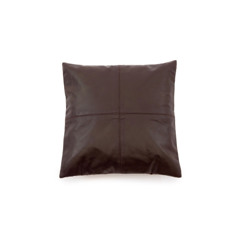 The Four Panel Leather Cushion Cover - Choco - 40x40