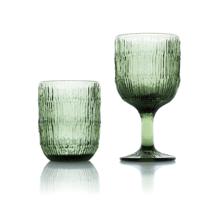 The Moss Ripple Water Glass - Green