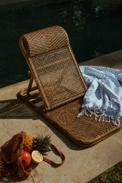 The Rattan Floor Lounger - Dark Walnut