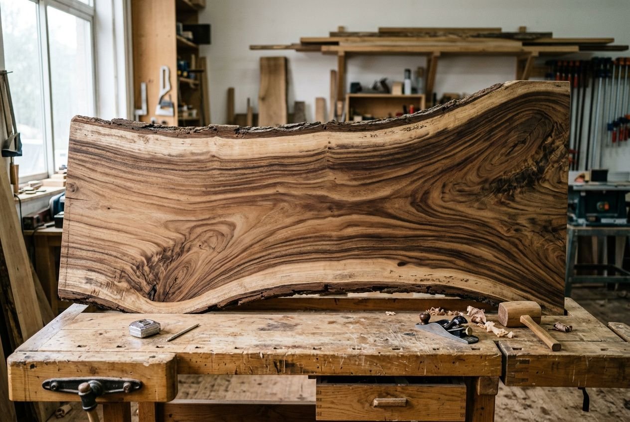 Table suar massif sur mesure : plateau en bois naturel